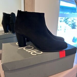 Arche Black Suede Ankle Booties with Block Heel